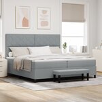 vidaXL Lit avec sommier et banc gris clair 200x200 cm en tissu