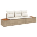 Ensemble de Canapés de Jardin 3 Pièces avec Coussins Beige Poly Rattan Acacia
