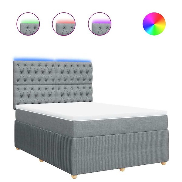 vidaXL Sommier à lattes de lit avec matelas Gris clair 140x190cm Tissu