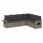 vidaXL Salon de jardin 6 Pièces avec coussins gris résine tressée