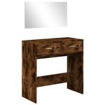 vidaXL Coiffeuse avec miroir chêne fumé 80x39x80 cm