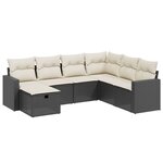 vidaXL Salon de jardin 7 Pièces avec coussins noir résine tressée