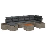 vidaXL Ensemble de Canapés de Jardin 8 Pièces avec Coussins Gris en Rattan Poly