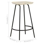 vidaXL Tabourets de bar lot de 2 bois de manguier massif