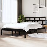 vidaXL Cadre de lit sans matelas noir bois massif 140x190 cm