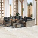Ensemble de canapé de jardin vidaXL 13 pièces avec coussins gris poly rattan acacia