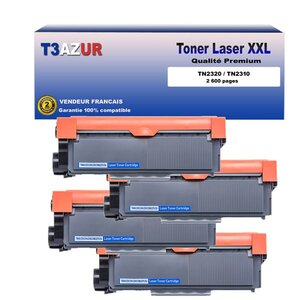 4 Toners compatibles avec Brother TN2320 pour Brother DCP-L2500D   L2520DW   L2540DN   L2560DW - 2 600 pages - T3AZUR