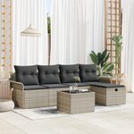 vidaXL Ensemble de Canapé de Jardin de 6 pièces avec Coussins Gris Clair Poly Rattan