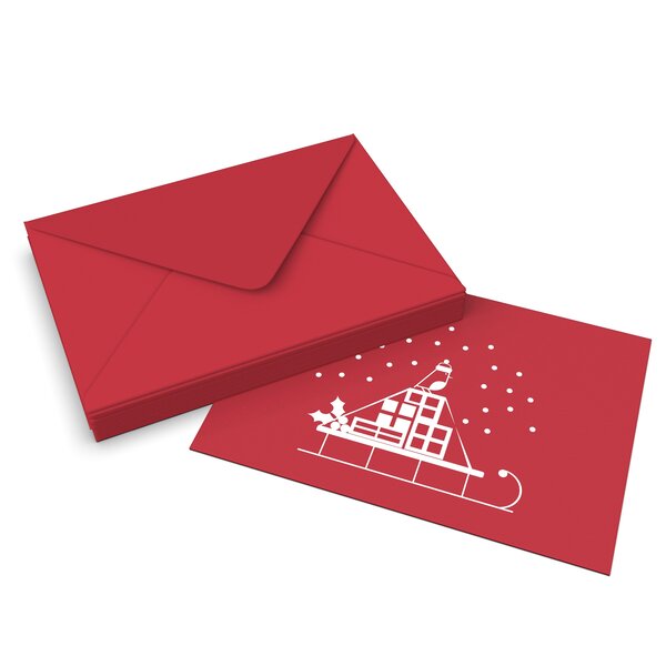 Lot de 20 enveloppes de noël traîneau à neige rouge foncé 162x229 mm (c5)