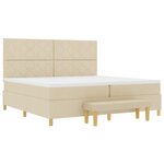 vidaXL Lit à Ressorts avec Matelas et Banc Crème 200x200 cm Tissu