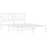 vidaXL Cadre de lit métal avec tête de lit blanc 135x190 cm