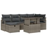 Set de canapé de jardin vidaXL 7 pièces avec coussins gris en poly rotin