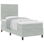 lit box spring vidaXL avec matelas gris clair 100x200 cm velours