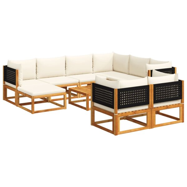 vidaXL Salon de jardin avec coussins 10 Pièces bois d'acacia solide