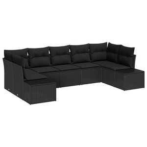 vidaXL Ensemble de Canapé de Jardin 7 Pièces avec Coussins Rotin Poly Noir