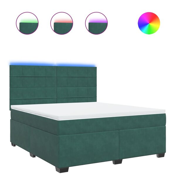 vidaXL Sommier à lattes de lit et matelas Vert foncé 180x200cm Velours