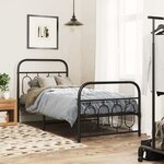 vidaXL Cadre de lit métal sans matelas avec pied de lit noir 90x190 cm