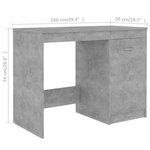 Bureau table poste de travail meuble d'ordinateur informatique étude 140 x 50 x 76 cm bois d’ingénierie gris 02_0023844