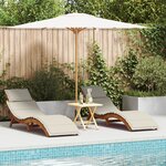 Chaises longues vidaXL avec coussins 2 Pièces crème en bois d'acacia résistant