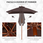 Parasol rectangulaire inclinable bois polyester haute densité 2L x 1 5l x 2 3H m chocolat