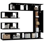 vidaXL Ensemble de meubles TV 7 Pièces Noir Bois d'ingénierie
