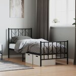 vidaXL Cadre de lit métal sans matelas avec pied de lit noir 75x190 cm