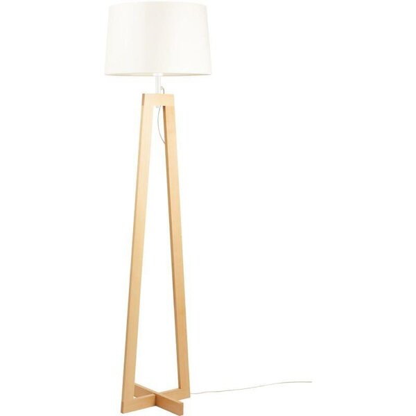 Lampadaire à LED ALUMINOR Sacha bois et blanc