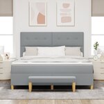 vidaXL Lit Box Spring avec matelas et banc Gris clair 180x200 cm Tissu