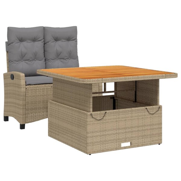 vidaXL Ensemble à manger de jardin et coussins 2 Pièces beige poly rotin