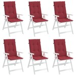vidaXL Coussins de chaise de jardin à dossier haut lot de 6 bordeaux