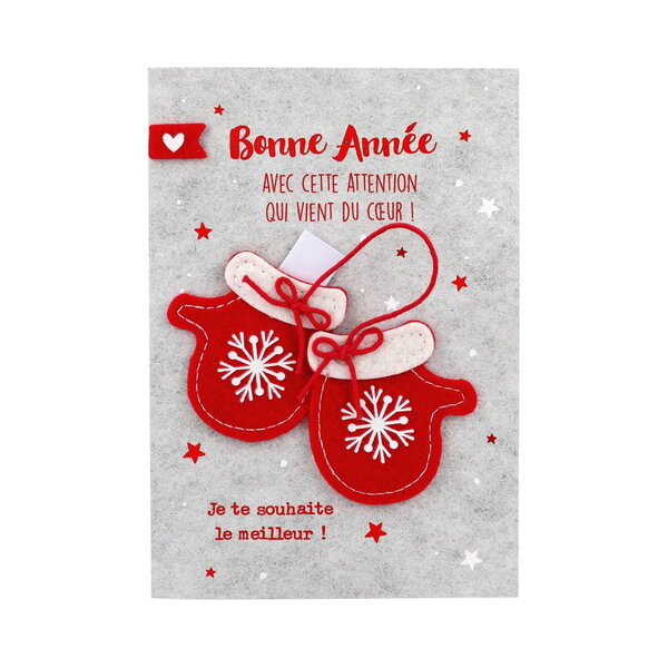 Carte de voeux - fêtes de fin d'année - bonne année attention qui vient du coeur