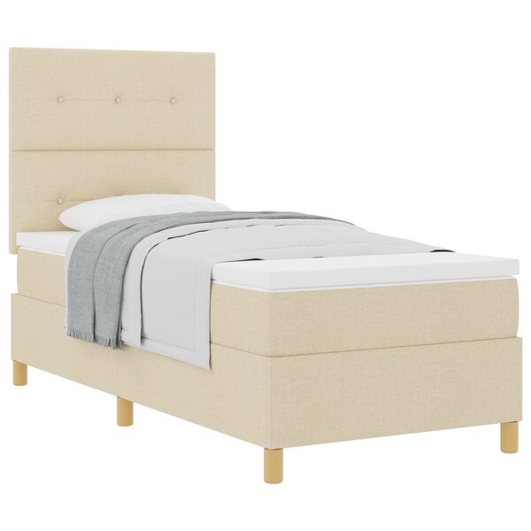 vidaXL Lit à ressorts avec matelas crème 100x200 cm tissu