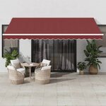 vidaXL Auvent manuel rétractable avec LED bordeaux 450x300 cm
