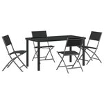 vidaXL Ensemble de Salle à Manger de Jardin 5 Pièces Noir Textilène et Acier