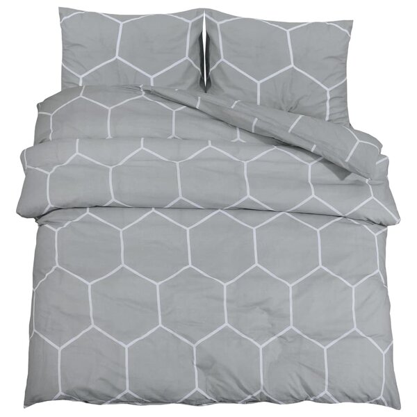 vidaXL Ensemble de housse de couette Gris 155x220 cm Coton