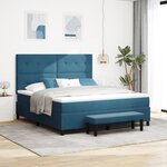 vidaXL Lit avec sommier et banc bleu foncé 180x200 cm en velours
