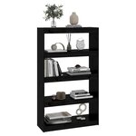 vidaXL Bibliothèque/Séparateur de pièce Noir 80x30x135 5 cm Pin massif
