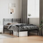 vidaXL Cadre de lit métal sans matelas avec tête de lit noir 120x190cm