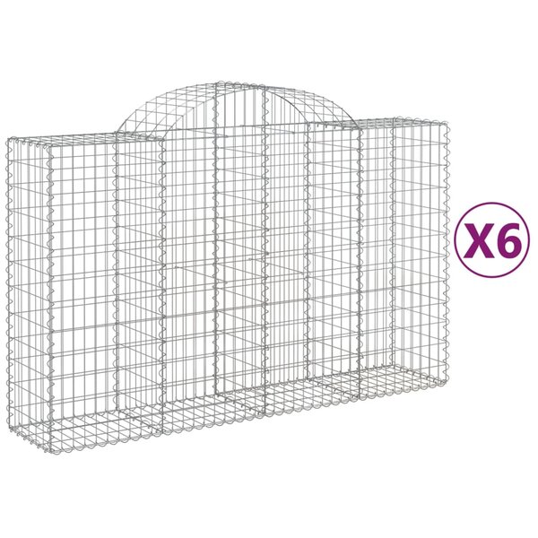 vidaXL Paniers à gabions arqués 6 Pièces 200x50x120/140 cm Fer galvanisé