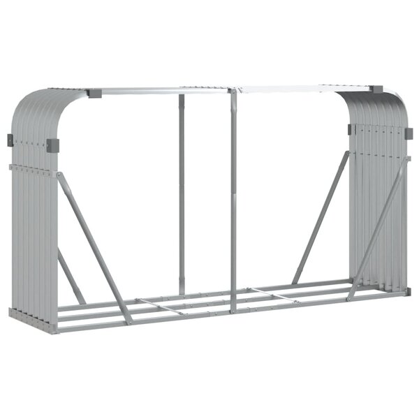 vidaXL Porte-bûches argenté 180x45x100 cm acier galvanisé