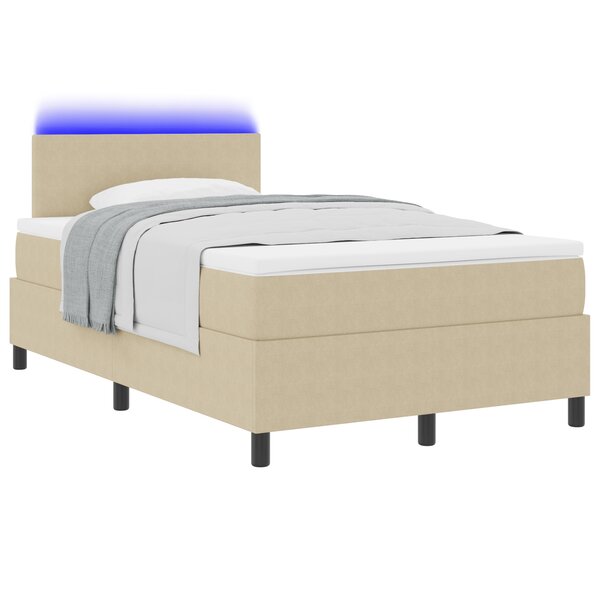 vidaXL Lit à sommier avec matelas & lumière LED vert gris petit double tissu côtelé