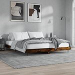 vidaXL Cadre de lit chêne fumé 200x200 cm bois d'ingénierie
