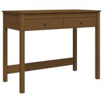 Bureau table poste de travail meuble d'ordinateur informatique étude avec tiroirs miel 100 x 50 x 78 cm bois massif de pin brun 02_0023471