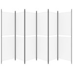 vidaXL Cloison de séparation 6 panneaux Blanc 300x180 cm Tissu