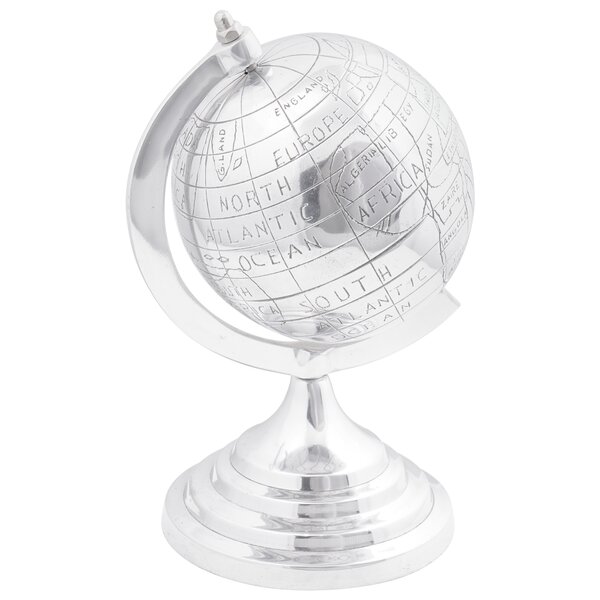 vidaXL Sculpture de globe Argent 16.5x14x26 cm Aluminium