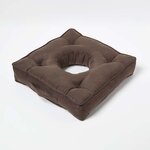 Coussin bouée rehausseur en suédine Marron  50 x 50 x 10 cm - HOMESCAPES