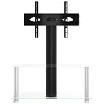 vidaXL Meuble TV d'angle 2 niveaux pour 32-70 pouces noir argenté