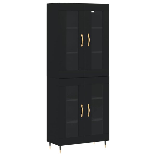 vidaXL Buffet haut Noir 69 5x34x180 cm Bois d'ingénierie