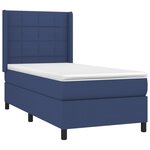 vidaXL Sommier à lattes de lit matelas et LED Bleu 90x190 cm Tissu
