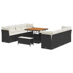 Ensemble de canapé de jardin vidaXL 11 pièces avec coussins noir poly rotin acacia